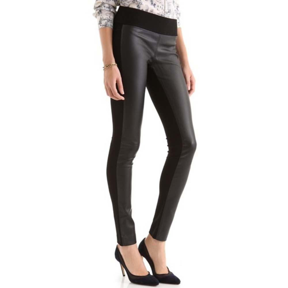 Club Monaco Tasha Dark‎ Brown Faux Leather Leggings Pull On Pants